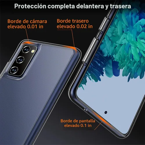 Vista 5 de Rayboen Funda para Samsung Galaxy S20 FE con 2 protectores de pantalla suaves, transparente y antiarañazos, parte trasera de policarbonato duro 1