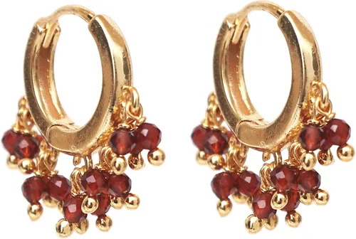 Vista 2 de Gempires Aretes de Cuentas de Piedras Preciosas Naturales de Cristal Ligeros Elegantes Hechos a Mano Joyería Hipoalergénica Chapada en Oro Diseño