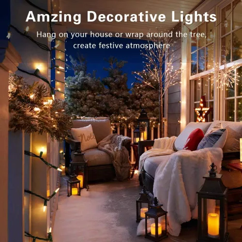 Vista 6 de BrizLabs Luces de Navidad transparentes, 50 unidades, luces incandescentes blancas cálidas, mini cadena de luz conectable, luces de árbol de Navidad