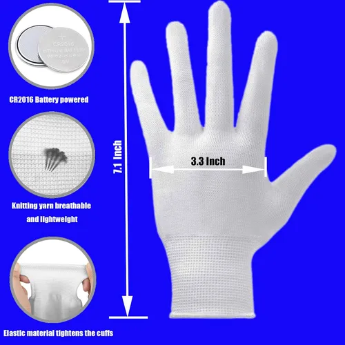 Vista 8 de LED Gloves For Kids Or Adults, Knuckles Costume Light Up Gloves, Cool Teen Boy Gifts, Christmas Party Gloves