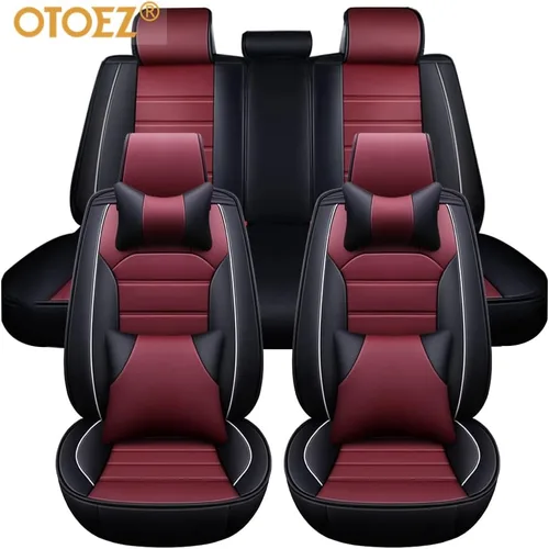 Vista 4 de otoez Juego completo de fundas universales para asientos de automóvil, de cuero, accesorios para el interior del vehículo, compatibles