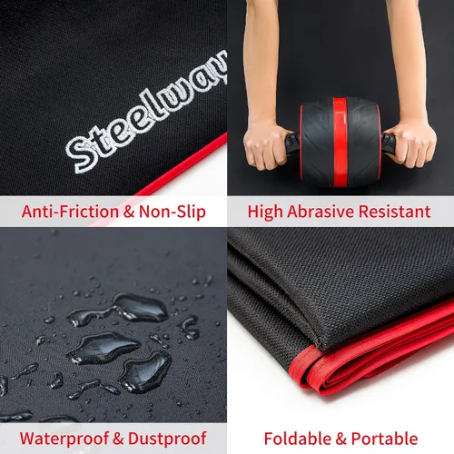 Vista 5 de Tapete de ejercicio para AB Roller AB, delgado, largo, plegable, para gimnasio en casa, ejercicios de interior y exterior, tapete de picnic negro