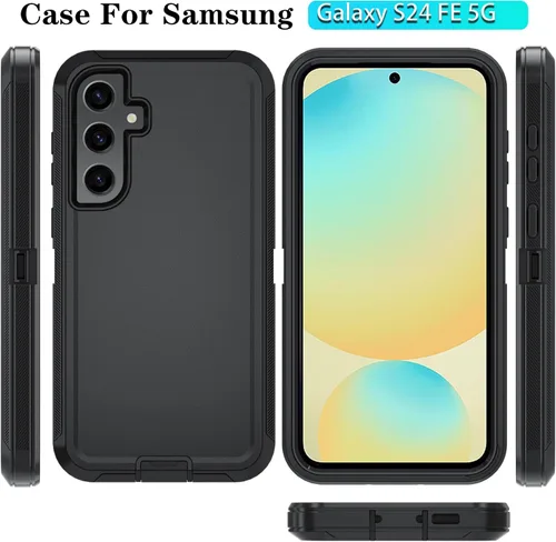 Vista 6 de ONOLA Funda para teléfono Samsung Galaxy S24 FE con protector de pantalla HD, funda para teléfono de servicio pesado resistente a golpes y caídas
