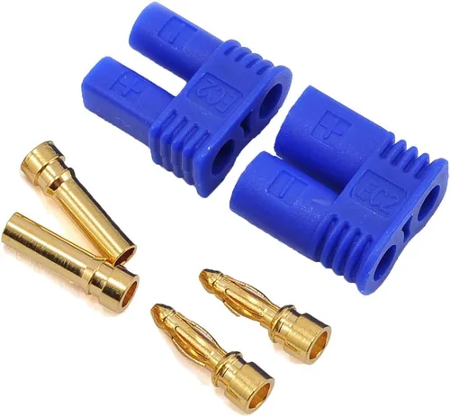 Vista 3 de 10Sets EC2 Conector de batería Adaptador RC chapado en oro 2.0MM 2MM Banana Plug Bullet Conector para RC Lipo Batería