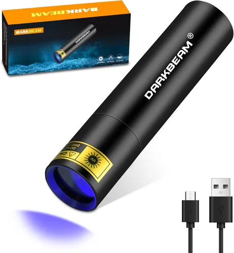 Vista 8 de DARKBEAM Linterna UV de 365 nm, Lámpara de Wood recargable por USB, portátil, luz negra, LED, luz ultravioleta, mini, detector para orina