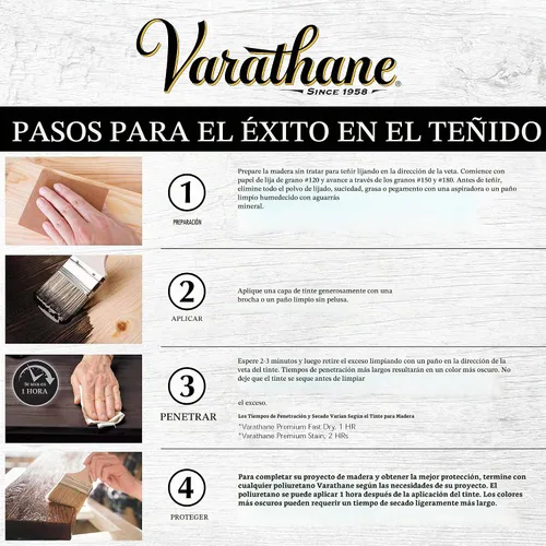 Vista 11 de Varathane 262023 - Tinte de madera prémium de secado rápido, Spring Oak, media pinta Oil-Based, 1 Coat Color, 1 Hour Dry Time, Interior Wood