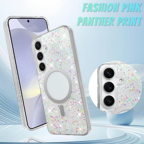 Vista 115 de Bonoma - Funda compatible con Samsung Galaxy S21 Plus, diseño de corazón con purpurina, color rosa Support for MagSafe, Plating Magnetic Case TPU