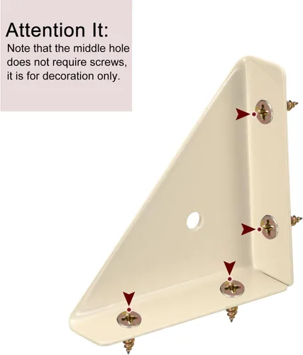Vista 4 de uxcell 4 soportes de esquina angulares de 2.598 in x 2.598 in, soportes de acero laminado en frío con tornillos para borde de escritorio y cama Beige