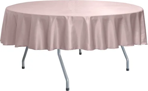 Vista 2 de Ultimate Textile Mantel redondo reversible Shantung Satin Majestic de 84 pulgadas, color rosa hielo