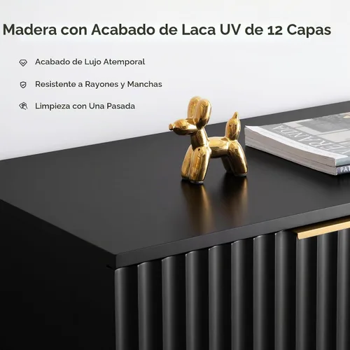 Vista 4 de SICOTAS - Armario de buffet moderno de 34 pulgadas de alto con estantes ajustables, color negro