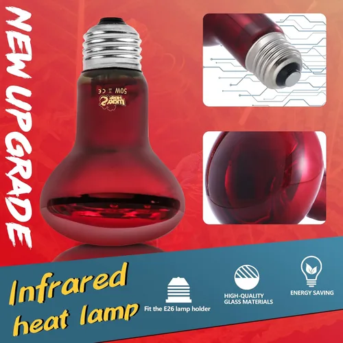 Vista 2 de LUCKY HERP Lámpara de Calor Infrarroja 50W Paquete de 2, Bombillas de Luz de Punto de Sol para Reptiles y Anfibios, Bombillas de Lámpara de Calor