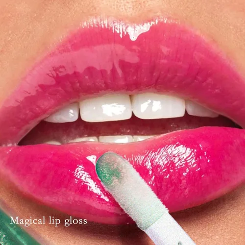 Vista 2 de Brillo labial que cambia de color, aceite labial teñido de pH verde a rosa, efecto de cambio de color, acabado brillante, bálsamo de brillo