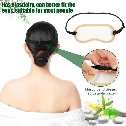 Vista 4 de Paquete de 2 unidades de aceite de ricino para ojos, envoltura reutilizable de franela de bambú natural de aceite de ricino con correa elástica