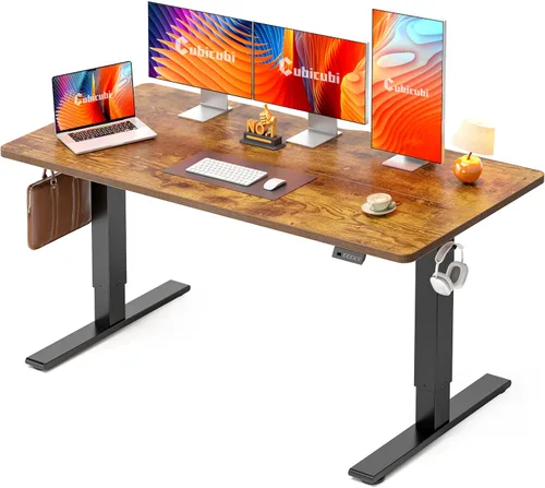 Vista 31 de CubiCubi Escritorio eléctrico de pie de 48 x 30 pulgadas, escritorio de pie ajustable en altura con ajustes preestablecidos de memoria, escritorio