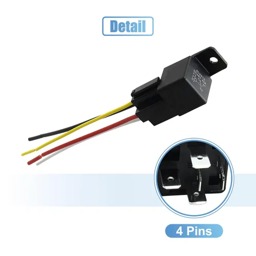 Vista 4 de uxcell 3 unids JD-2912 4 Pin DC 48V 40A 40 Amp Motor de coche Fusible Relé Interruptor Enchufe Enchufe con Arnés de cableado Universal