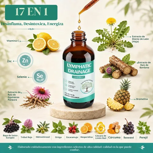 Vista 3 de Gotas de drenaje linfático, sin alcohol, 4 oz (4.1 fl oz)