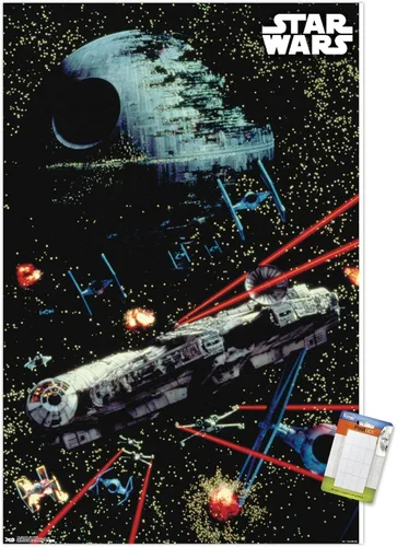Vista 17 de Trends International Star Wars: Saga - Póster de pared de batalla espacial, 14.725 x 22.375 pulgadas, versión enmarcada de madera de granero