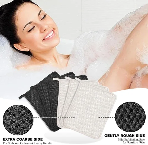 Vista 4 de Paquete de 6 paños exfoliantes de baño de doble cara para limpieza profunda de la cara y el cuerpo, revitaliza la piel, adecuados para todo