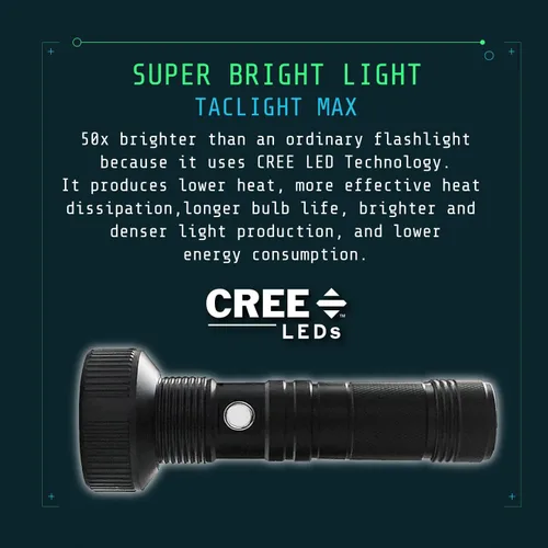 Vista 7 de Taclight Max Linterna LED Recargable – Alto Lumen, Ultra Brillante, Linterna – 7000 Kelvin Cree Linterna Táctica – Linternas Compactas para Camping
