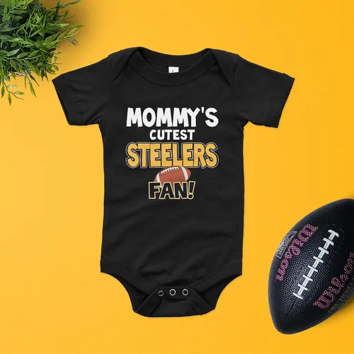 Vista 3 de NanyCrafts Body para fanáticos de los Steelers más lindos de Baby Mommy, fan de Baby Steelers