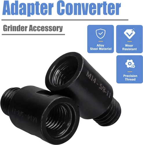 Vista 2 de Mesee 2 adaptadores de fijación para amoladora angular M14 hembra a 5/8 "-11 macho adaptador de rosca herramienta de conversión M14 adaptador