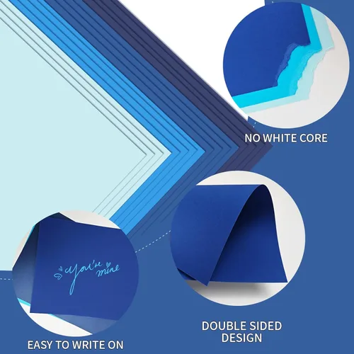 Vista 4 de 80 hojas de cartulina azul de 8.5 x 11 pulgadas, 4 tarjetas de colores azules surtidos de papel de impresora de 65 lb/180 gsm, manualidades Serie