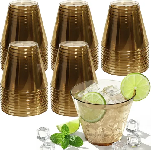 Vista 11 de Glowserve Paquete de 50 vasos de plástico transparente de 9 onzas, vasos de plástico azul transparente para cóctel, vasos desechables para fiestas