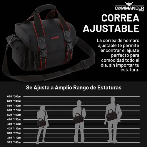 Vista 6 de COMMANDER OPTICS Bolsa grande para cámara, resistente al agua, acolchado suave, espaciosa bolsa de viaje para cámaras Canon EOS, Nikon, Sony y más