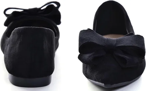 Vista 2 de SAILING LU Zapatos planos de ballet con lazo para mujer, puntera puntiaguda, zapatos planos casuales de gamuza, zapatos de vestir para el trabajo