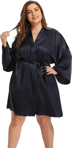 Vista 2 de Batas de satén para mujer talla grande bata floral para boda fiesta kimono ropa de dormir