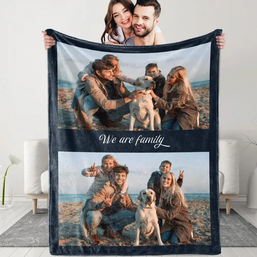Vista 11 de Mantas personalizadas con fotos y texto, manta personalizada con imágenes, para memoria familiar, cumpleaños, Halloween, Navidad, Día del Padre, 30
