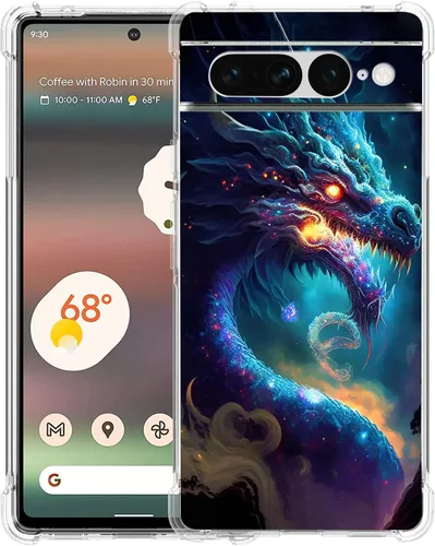 Vista 8 de Pixel 7 Pro - Funda protectora de poliuretano termoplástico resistente a los arañazos y a prueba de golpes con diseño de mandala de pavo real