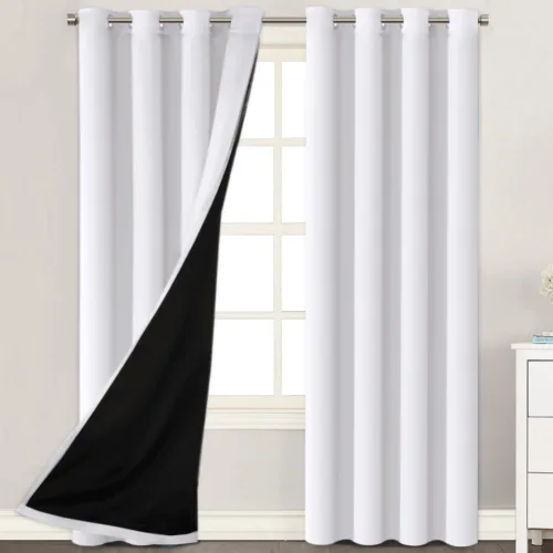 Vista 20 de H.VERSAILTEX Paneles de cortina 100% opacas de 45 pulgadas de largo, con aislamiento térmico, cortinas opacas con forro para dormitorio, dos capas