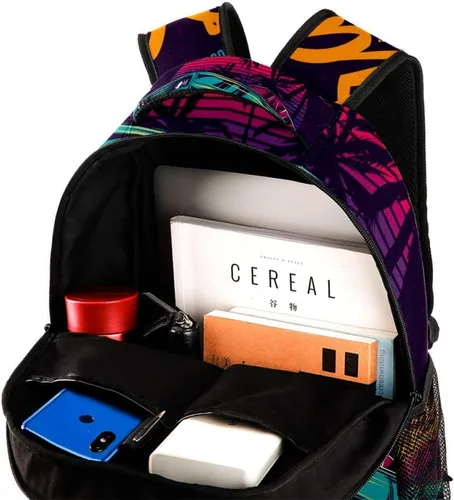 Vista 4 de LORVIES American Muscle Car en estilo retro neón, pintura ligera, mochila clásica para la escuela, mochila de viaje para niñas, mujeres, niños