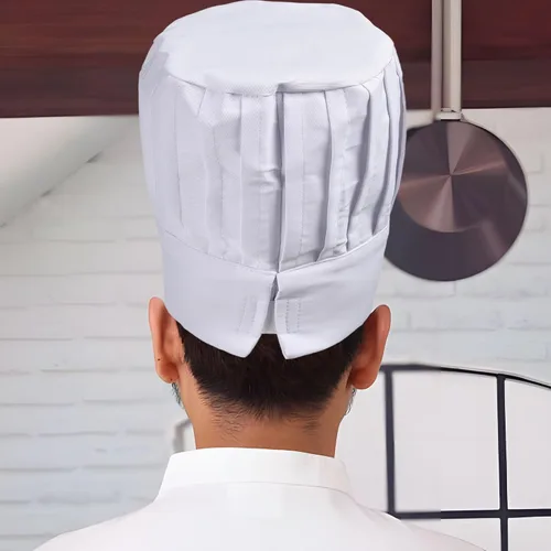 Vista 4 de ESHATO Sombrero de chef alto, polialgodón ajustable, elástico, para cocinar, para adultos