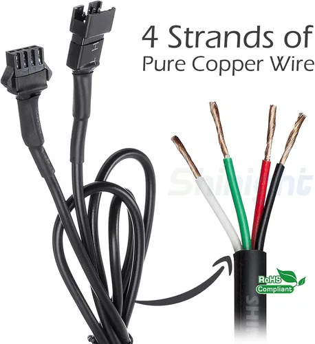 Vista 5 de SHINIGHT 4 cables de extensión de 47 pulgadas para uso con 5050 LED SMD RGB neón kits de acento para LED motocicleta, ATV, luz de coche, tira