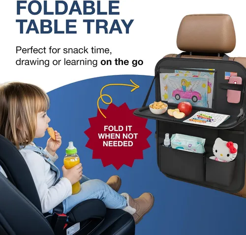 Vista 4 de Organizador de asiento trasero de automóvil con soporte para tableta (paquete de 2) – Organizador de almacenamiento de coche Oxford 600D actualizado