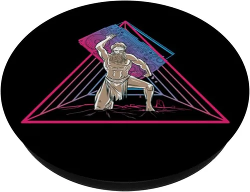 Vista 2 de Ghettoblaster God Aesthetic Geometry Synthwave Vaporwave PopSockets Adhesive PopGrip