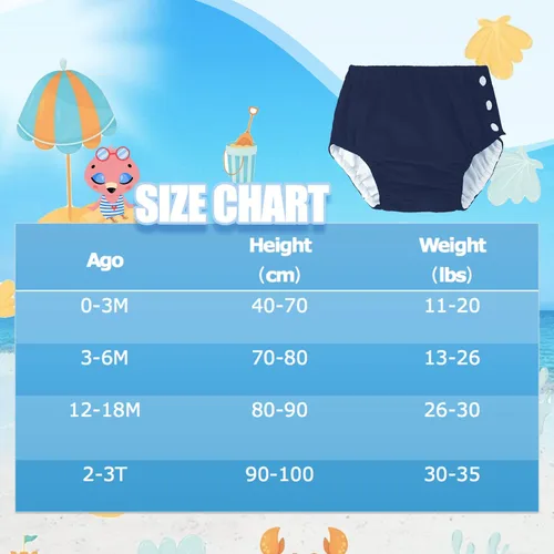 Vista 5 de Pañales de natación reutilizables para bebés recién nacidos, lavables, unisex, pañales de natación para bebés, color azul marino, 0-3 meses