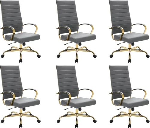 Vista 18 de LeisureMod Silla de oficina moderna de cuero con respaldo alto, silla de escritorio ejecutiva giratoria y ajustable con marco dorado, diseño Blanco