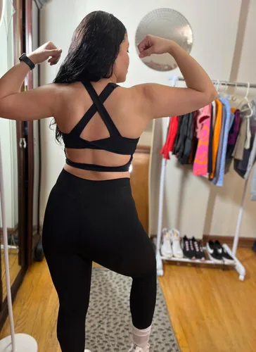 Vista 5 de Brasier deportivo para mujer, con espalda cruzada y relleno, ombliguera de soporte medio, camiseta sin mangas para entrenamiento