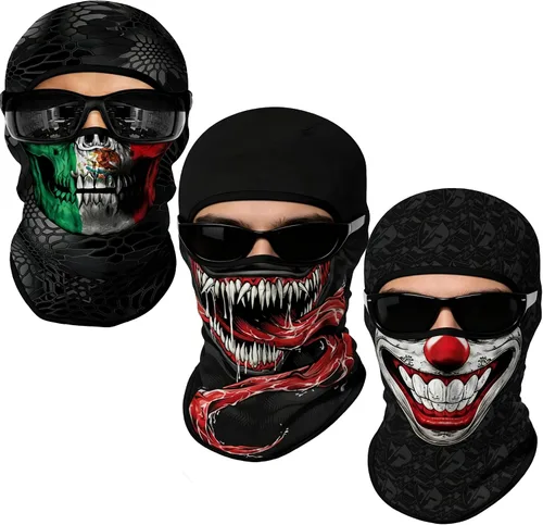 Vista 50 de Pasamontañas 3D, máscara de cara completa, resistente al viento, máscara de esquí con calavera táctica para motocicleta, ciclismo, Halloween