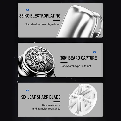Vista 2 de Afeitadora eléctrica para hombres, Mini-Shave - Afeitadora eléctrica portátil, tamaño de bolsillo, afeitadora portátil húmeda y seca para hombre
