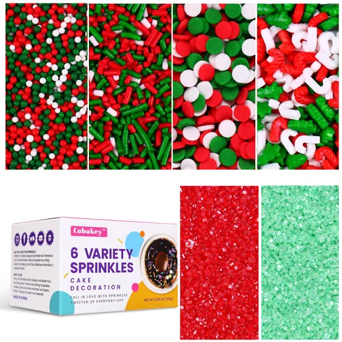 Vista 9 de Chispas para decoración de pasteles, cupcakes, galletas, cobertura para helado, 6 paquetes de chispas azules, chispas de copos de nieve de invierno