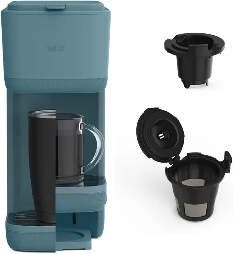 Vista 13 de BELLA Cafetera individual, para cápsulas K-Cup y café molido, bandeja de goteo ajustable y removible, apagado automático y accesorios aptos