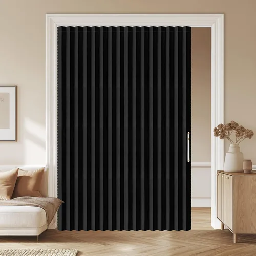 Vista 14 de AJAZZ Cortinas 100% Opacas para Puertas Corredizas de Entrada, Puertas de Acordeón para Entrada, Cortina Magnética para Puerta de Dormitorio Sala