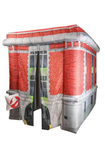 Vista 2 de Decoración Inflable de 9 Pies del Cuartel de Ghostbusters para Halloween Multicolor