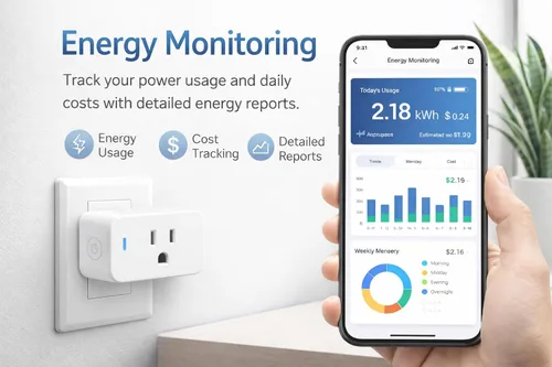 Vista 6 de Enchufe inteligente compacto, funciona con Alexa y Google Assistant, aplicación Smart Life y control de voz, monitoreo de energía, programación