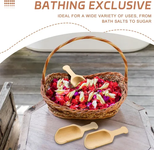 Vista 6 de Dandat Paquete de 100 mini cucharas de madera para tarros pequeños de sal de baño, cucharas de bambú a granel, cuchara pequeña de madera, cuchara