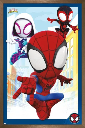 Vista 15 de Marvel Spidey and His Amazing Friends - Póster de pared grupal, 22.4 pulgadas de largo x 14.7 pulgadas de ancho, versión enmarcada de madera